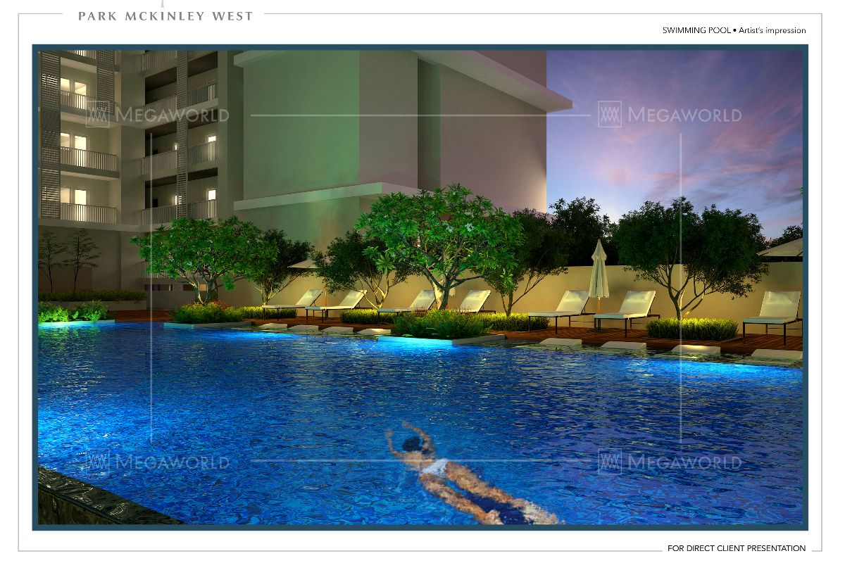 A render of the outdoor pool at Park McKinley West
