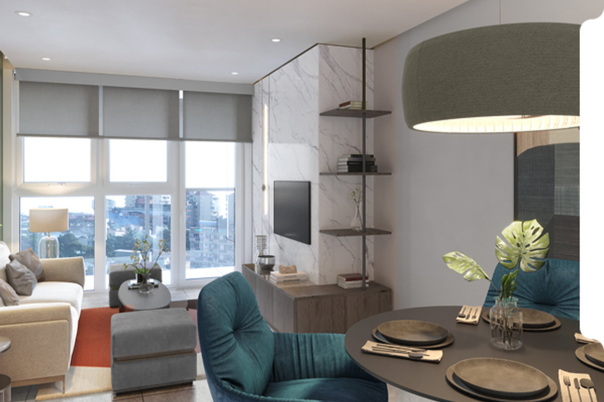 A render of the Uptown Modern living space
