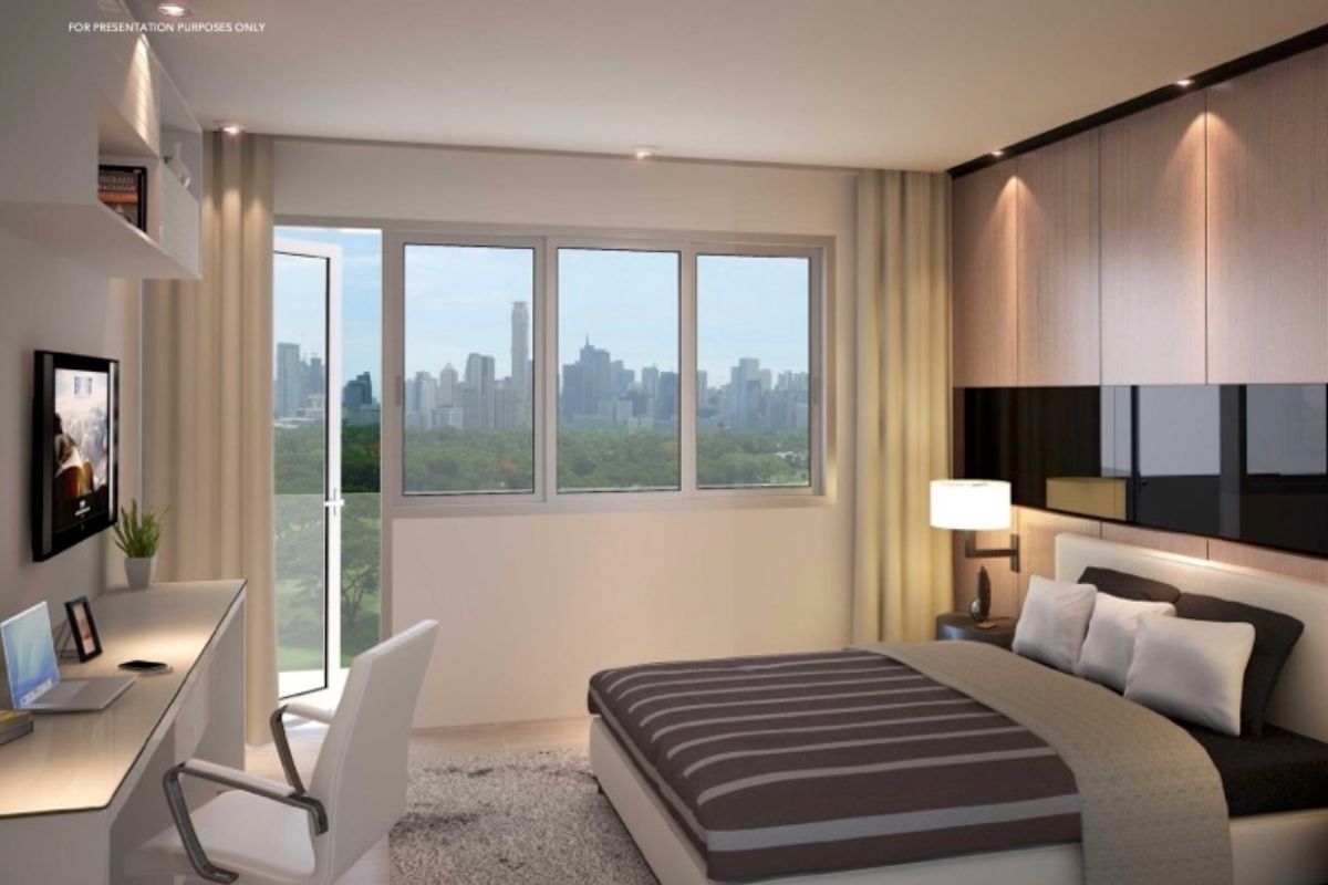A render of the bedroom at a Park McKinley West unit