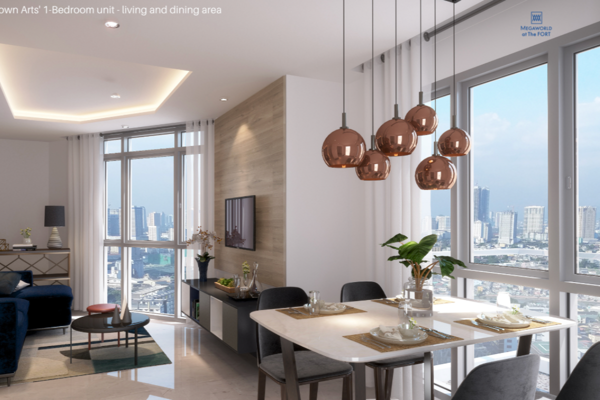 A render of the living room at Uptown Arts